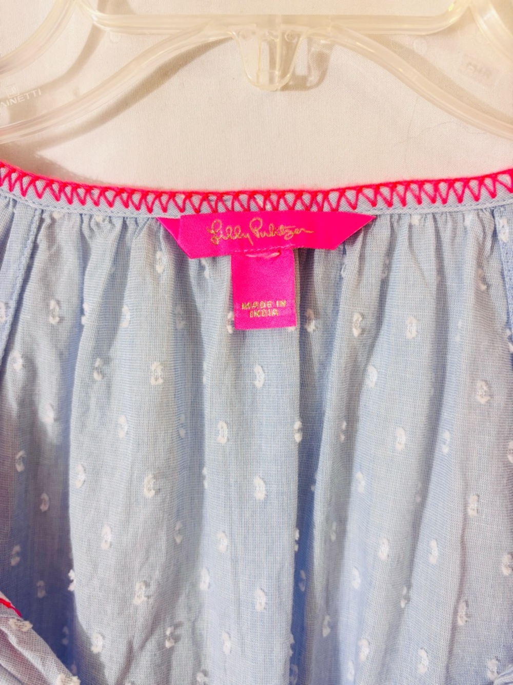 Lilly Pulitzer Coastal Blue Peasant Top - Picture 5 of 9